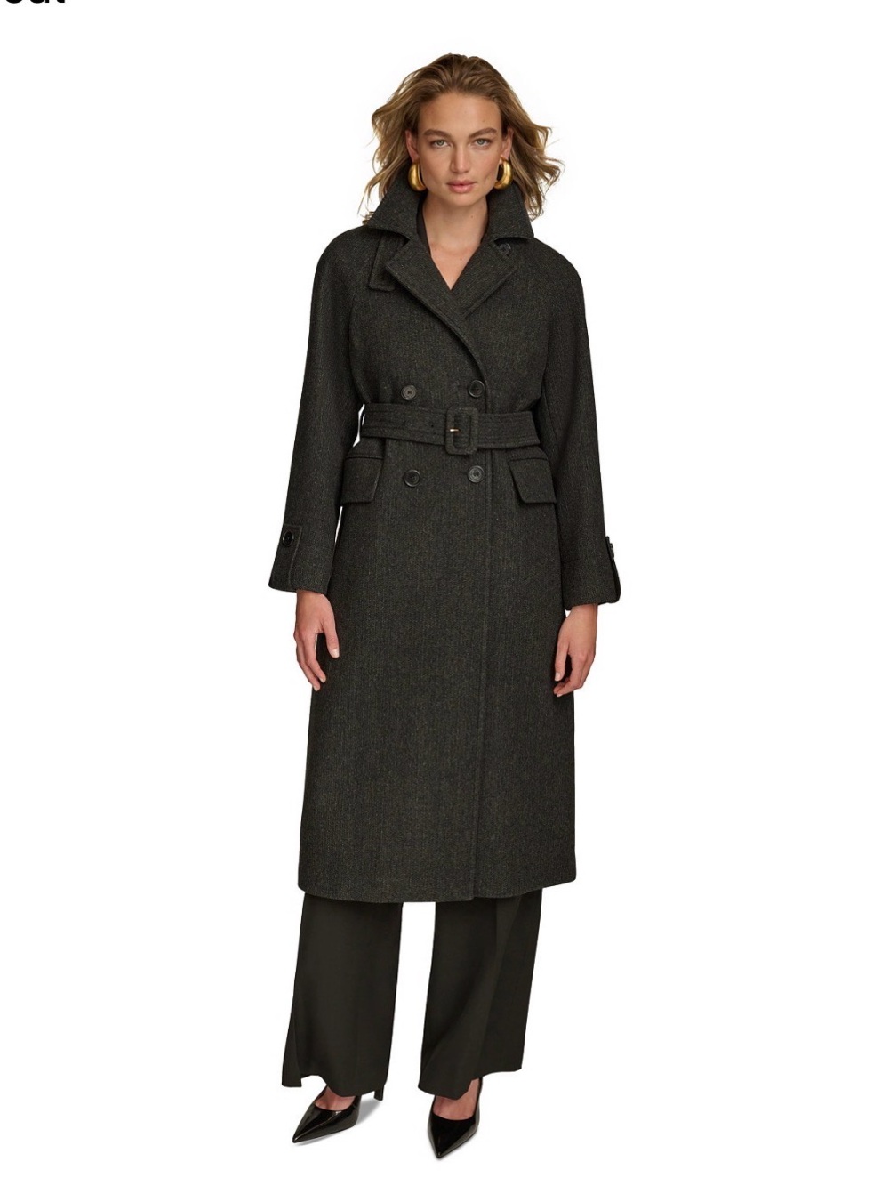 Donna Karan. Women's Double-Breasted Belted Wrap Coat
